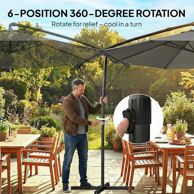 Outsunny 10 ft Offset Patio Umbrella - Image 5