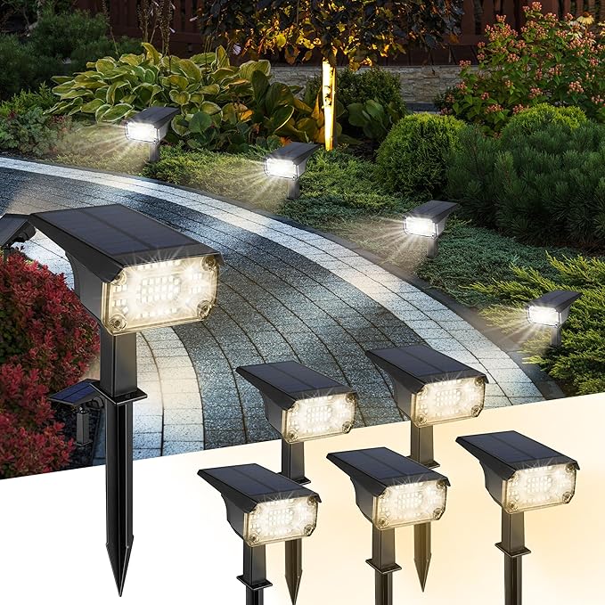Kingsyard Solar Lights Outdoor Waterproof IP68, 47 LEDs 3 Lighting Modes USB & by Kingsyard