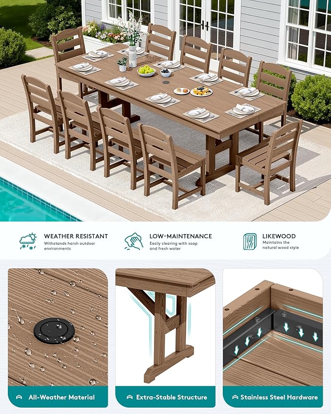 SERWALL 11 Piece Outdoor Dining Set - Image 4