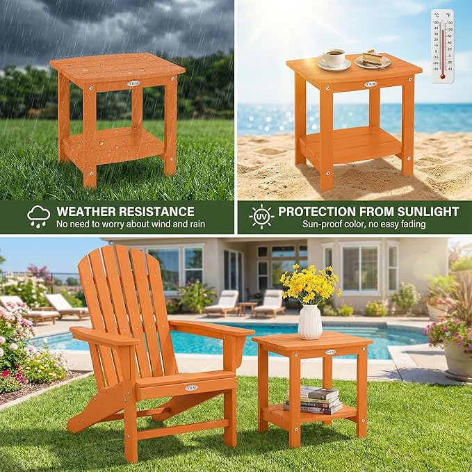 Y&M Outdoor Side Table, HIPS Adirondack Small Double Layer Table, Waterproof - Image 4