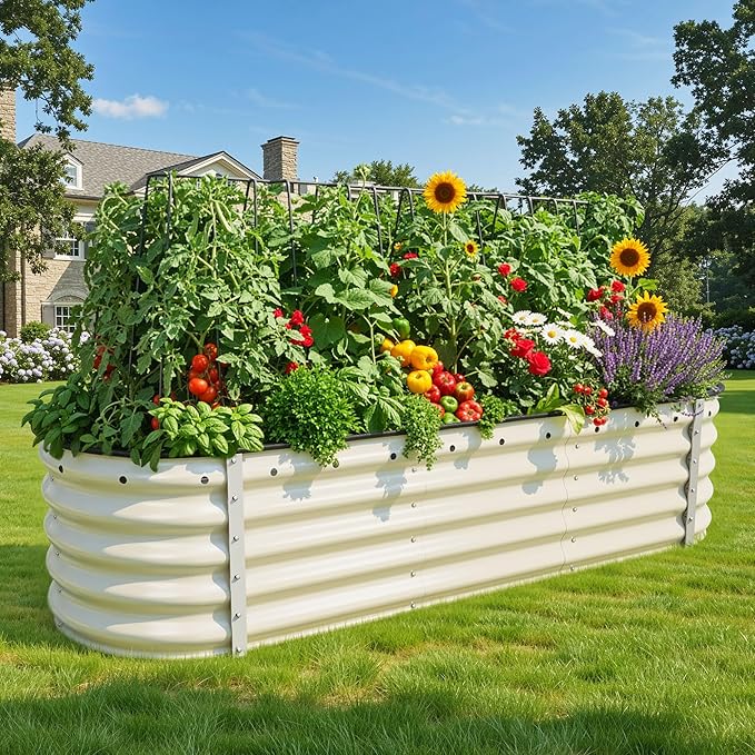 YITAHOME 17" Tall 6 in 1 Large Raised Garden Bed Kit, 6.5x2x1.4ft Galvanized - Image 2