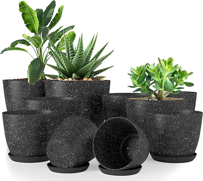 Utopia Home - Spotty Plant Pots Indoor - 7/6.6/6/5.3/4.8 Inches Flower Pots - by UTOPIAHOME