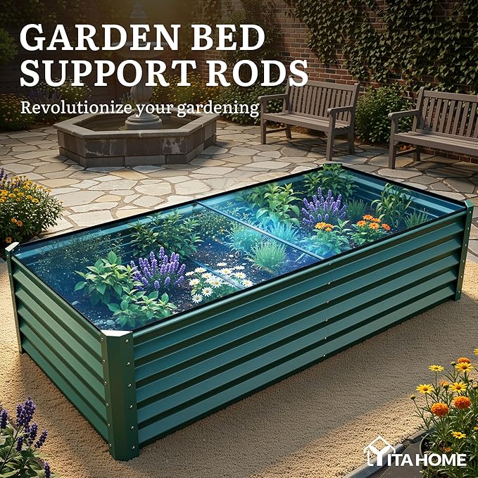 YITAHOME 8x4x1.5ft 2pcs Large Raised Garden Bed Kit, Galvanized Metal Planter - Image 8