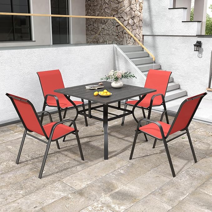 Patio Chairs Set of 6, Stackable Outdoor Dining Chairs - Image 4