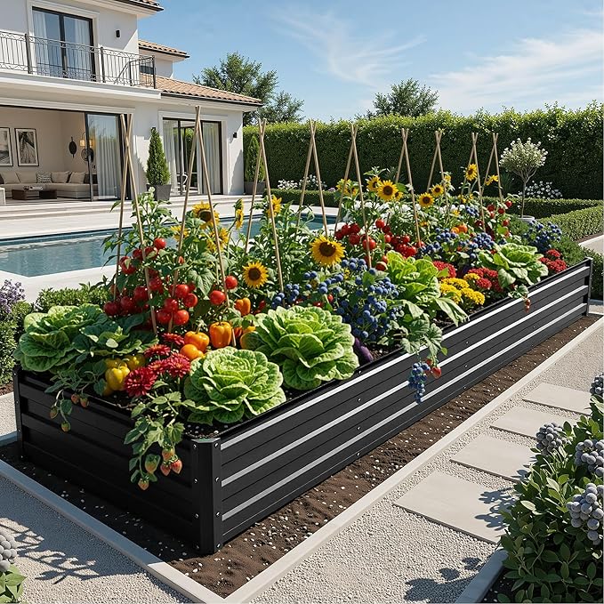 YITAHOME 12x4x1ft Large Raised Garden Bed Kit, Galvanized Metal Planter Box - Image 2