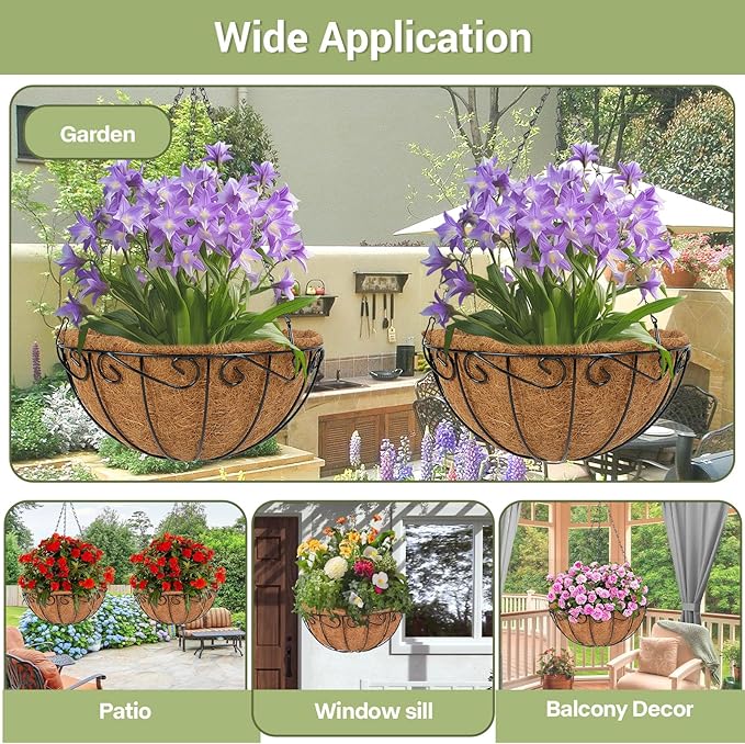 2 Pack 14 inch Metal Hanging Baskets - Image 5