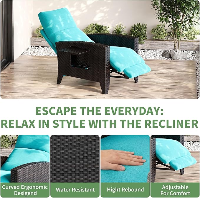 IDEALHOUSE Wicker Outdoor Recliner Reclining Patio Chairs - Image 6