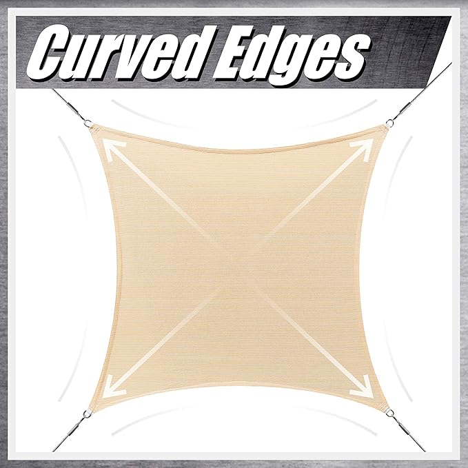 ColourTree 16' x 16' Brown Square CTAPS16 Sun Shade Sail Canopy Mesh Fabric UV - Image 8