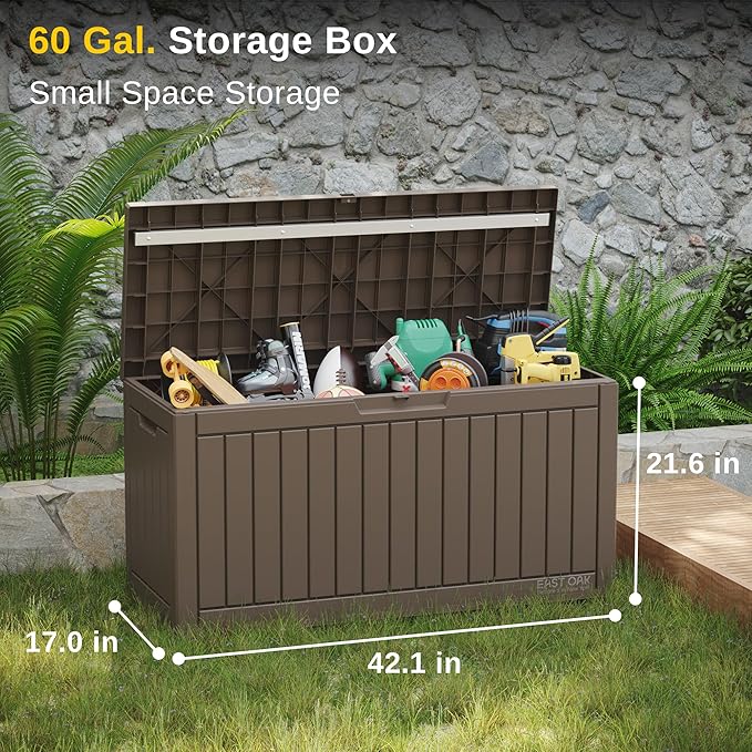EAST OAK Outdoor Storage Box, 60 Gallon Deck Box Indoor and Outdoor Use - Image 2