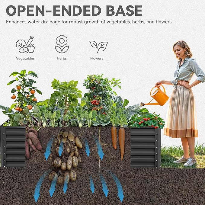 YITAHOME 6x3x2ft 2pcs Large Raised Garden Bed Kit, Galvanized Metal Planter Box - Image 5