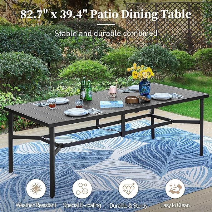 Patio Dining Set 9 Piece, 6 Woven Rattan Fixed Chairs and 2 Swivel Chairs - Image 6