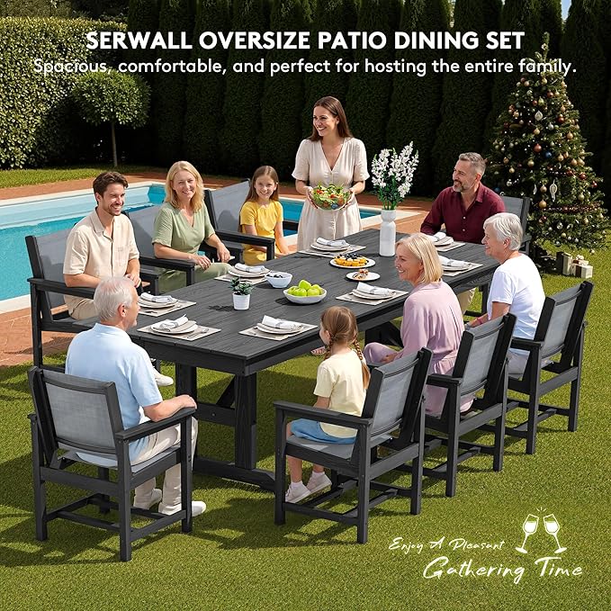 SERWALL 9 Piece Outdoor Dining Set - Image 8