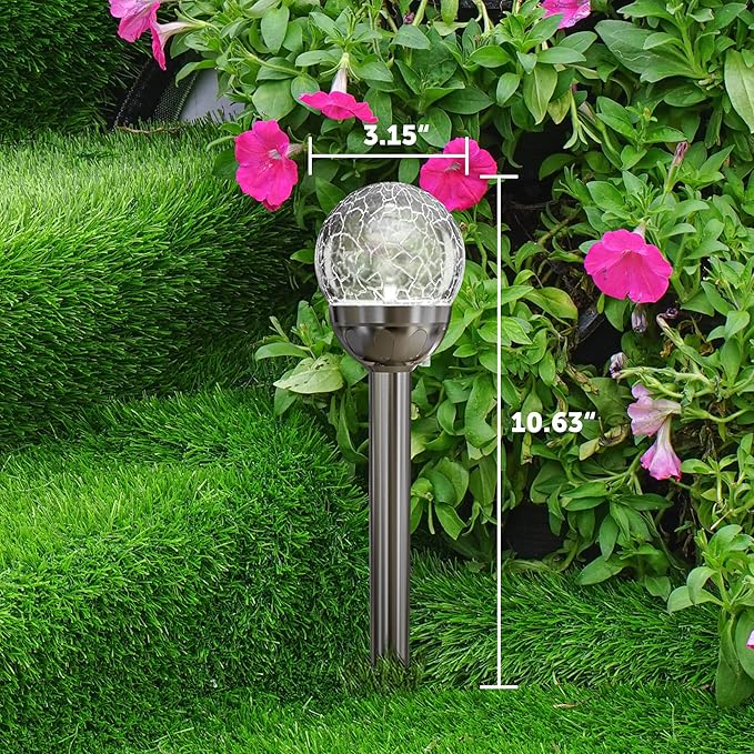 GIGALUMI Solar Outdoor, Cracked Glass Ball Solar Garden Lights, Color Changing - Image 8
