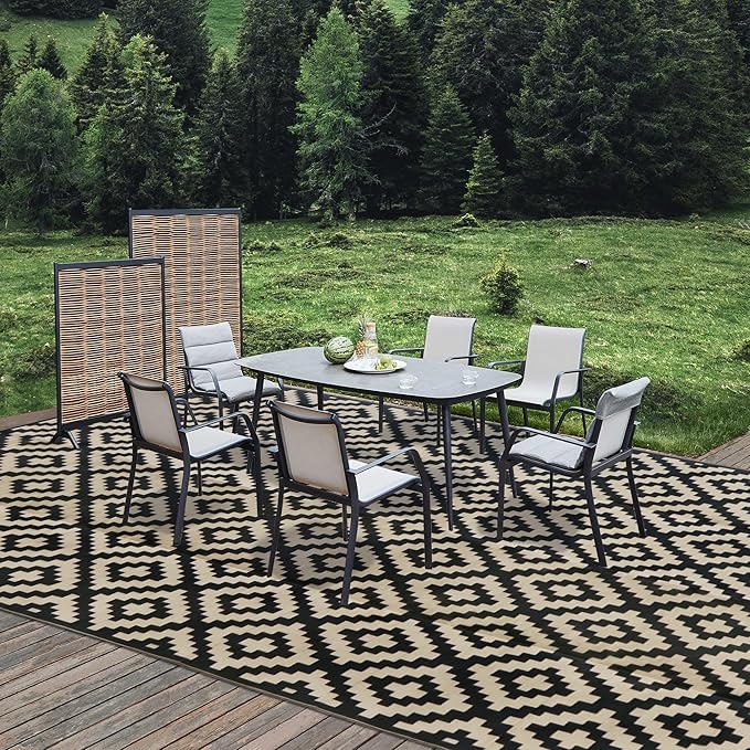 SAND MINE Waterproof Outdoor Rug 10x20 ft, Plastic Reversible Rug, Modern Area - Image 5