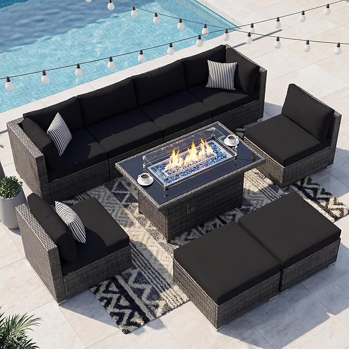 NICESOUL Large Size 9 Piece Patio Conversation Set - Image 2