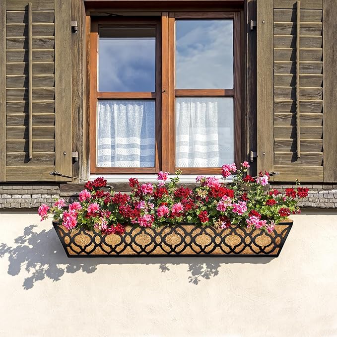 2pcs 30 Inch Window Deck with Coco Liner, Metal Hanging Flower Planter Window - Image 3