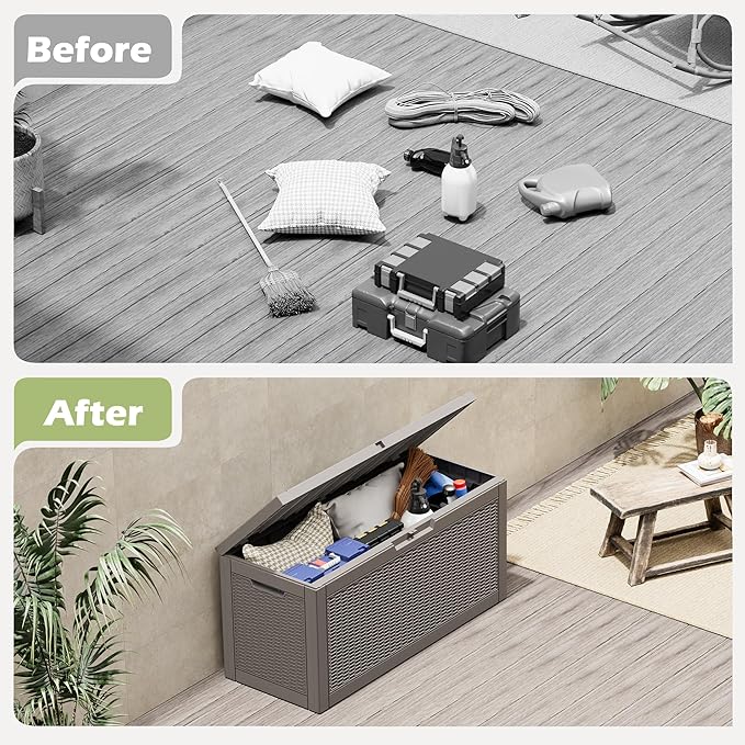 Outdoor Storage Box, Resin Deck Boxes Indoor and outdoor, Waterproof Storage - Image 5