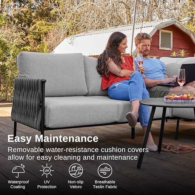 EAST OAK Life Chatter Patio Furniture Set, Outdoor Furniture Sectional Sofa Set - Image 3