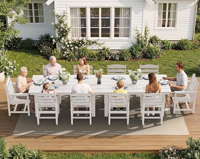 SERWALL Patio Dining Sets for 10 Person, HDPE Dining Set by SERWALL