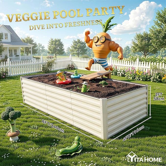 YITAHOME 8x4x2ft Large Raised Garden Bed Kit, Galvanized Metal Planter Box - Image 8