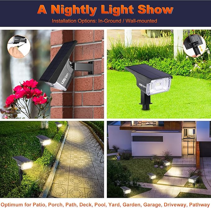 40 LEDs Spotlights, IP65 Waterproof Solar Powered Landscape Spotlights 2-in-1 - Image 3