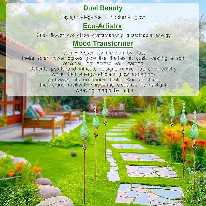 Solar Garden Lights Outdoor, Decorative LED Flame Garden Stakes, Hand Blown - Image 5