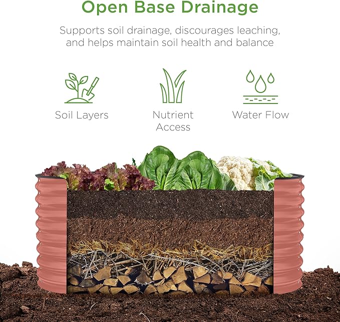 Best Choice Products 4x2x2ft Outdoor Metal Raised Garden Bed, Oval Deep Root - Image 3