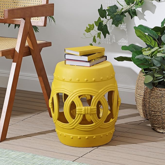 JONATHAN Y TBL1022E Lucky Coins 16" Chinese Ceramic Drum Indoor/Outdoor Garden - Image 2