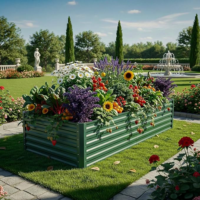 YITAHOME 6x3x2ft Large Raised Garden Bed Kit, Galvanized Metal Planter Box - Image 2