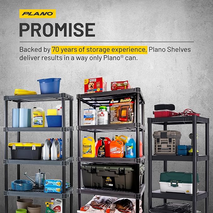 Plano 4-Shelf Plastic Storage Shelves, 48” x 23” x 14”, 200lb Capacity - Image 6