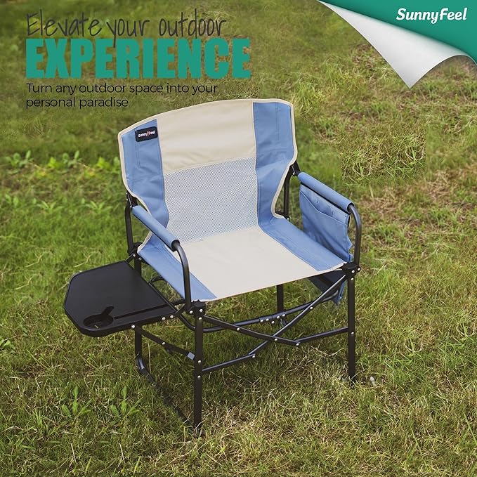SUNNYFEEL Camping Directors Chair, Heavy Duty, Oversized Portable Folding Chair - Image 4