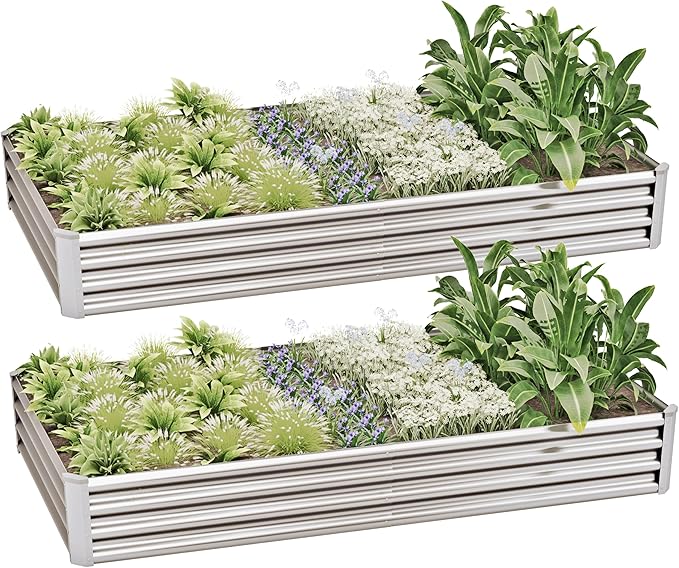 8x4x1ft Galvanized Raised Garden Bed Kit, Galvanized Planter Garden Boxes by kingddeergardenbed