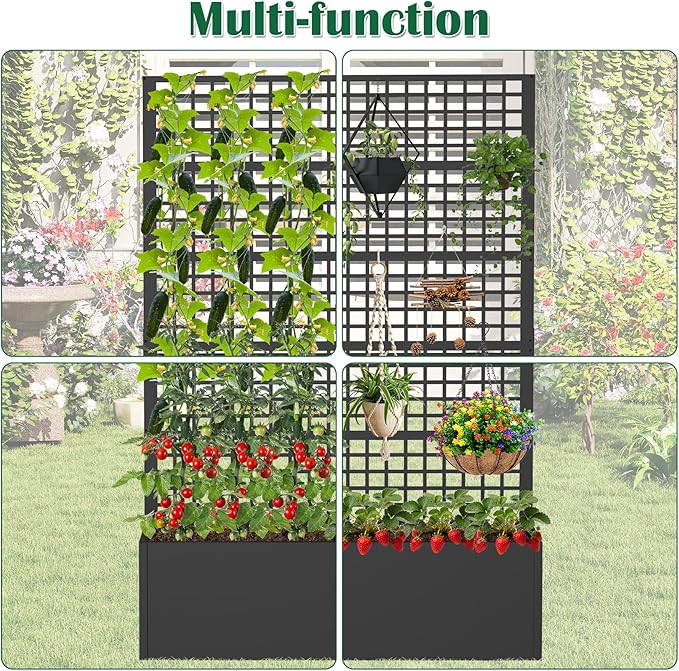Metal Planter Box with Trellis 47" L x 16" W x 72" H, Raised Garden Bed with - Image 6
