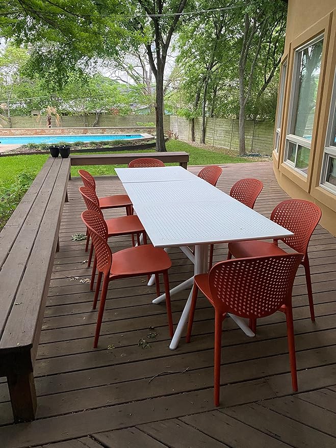 2xhome Set of 2 Patio Dining Chairs | Modern Stackable Outdoor Pool Side Chair - Image 6
