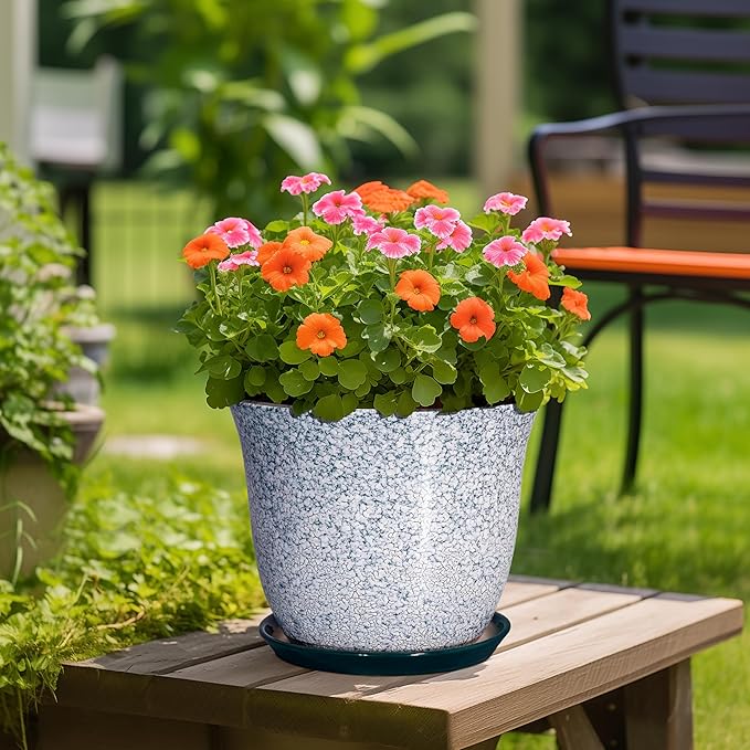 12 Inch Pot for Plants- Ceramic Planter Indoor Outdoor, Round Large Plant Pots - Image 4