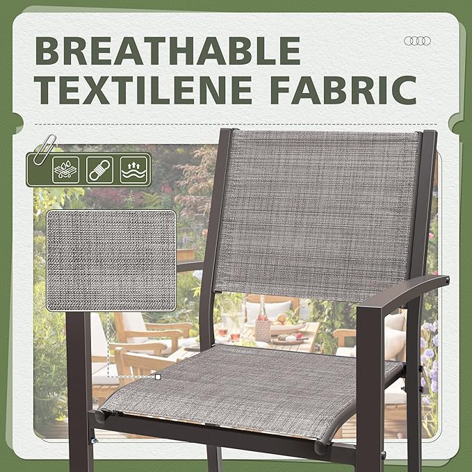 Flamaker Patio Chairs Textilene Outdoor Chairs Set of 6 Stackable Dining Chair - Image 5