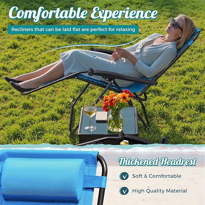 Homall Zero Gravity Chair Adjustable Folding Lawn Lounge Chairs Outdoor Lounge - Image 5