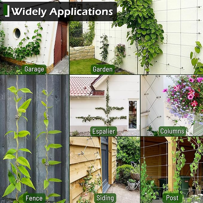 Wire Trellis for Climbing Plants Outdoor, 30-Set Wall Wire Trellis Kit - Image 7