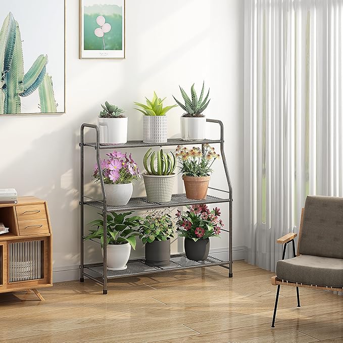 Simple Trending Plant Stand Outdoor Indoor 3 Tier Metal Waterproof Plant Shelf - Image 3