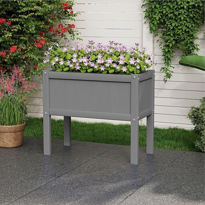 Raised Garden Bed with Drainage Hole Waterproof HDPE Elevated Planter Box with - Image 7