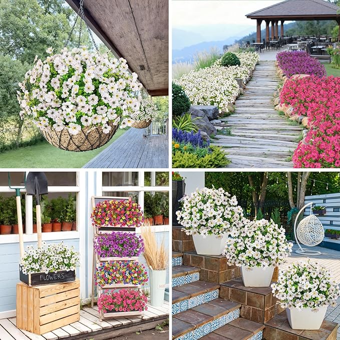 Bassion Artificial Flowers for Outdoors, 24 Bundles UV Resistant Fake Flowers - Image 5