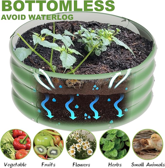 2Pcs 2X2X1ft Round Raised Garden Bed Kit, Galvanized Raised Garden Beds Outdoor - Image 3
