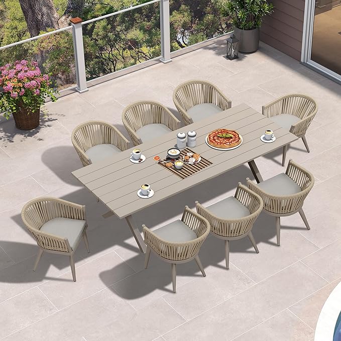 PURPLE LEAF 9 Piece Longer Outdoor Dining Set by PURPLELEAF