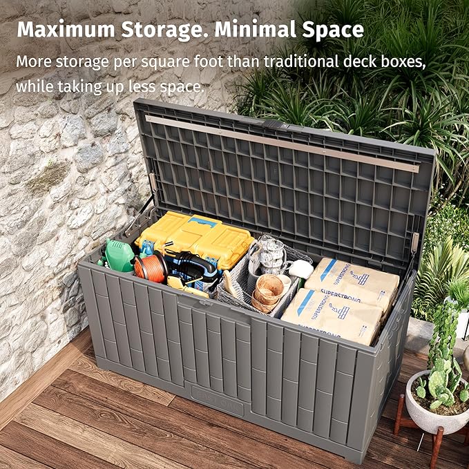 EAST OAK 120 Gallon Outdoor Storage Box | Large Resin Deck Box - Image 2