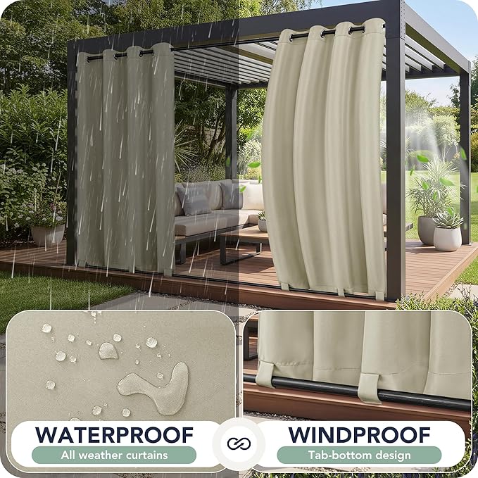 Outdoor Curtains for Patio Waterproof 6 Panels - Image 2