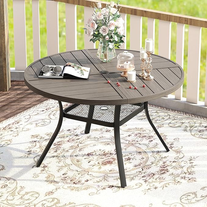 VICLLAX Round Patio Table with Adjustable Umbrella Hole - Image 2