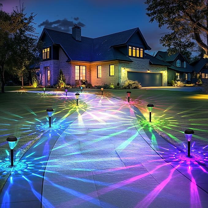 Solar Pathway Lights Outdoor Waterproof 16 Pack Color Changing Garden Light - Image 7