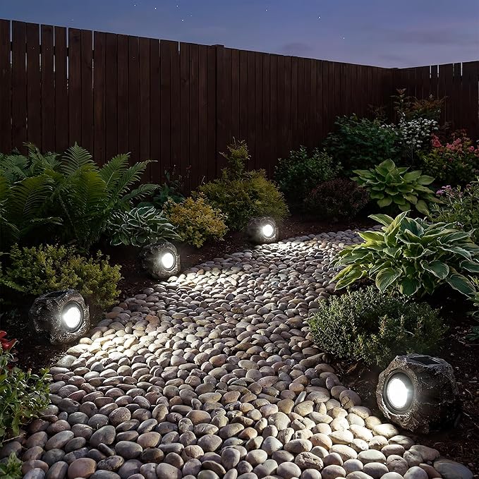 Solar Rock Lights Outdoor – 2 Pack Waterproof LED Landscape Garden Spotlights - Image 4