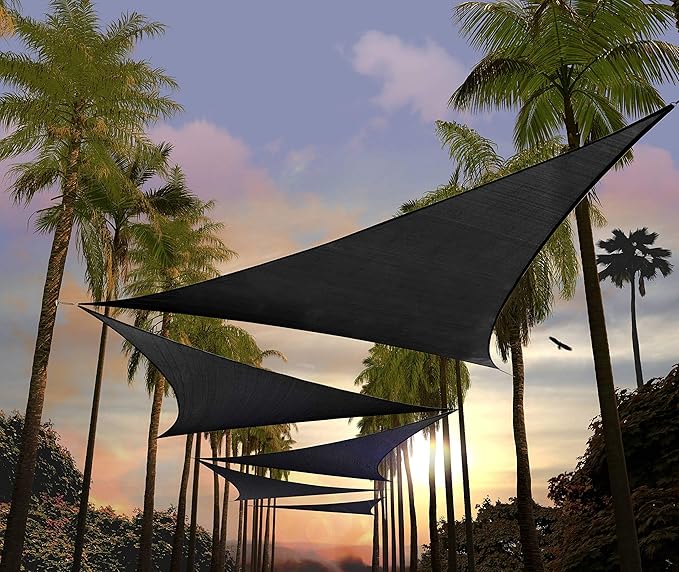 Amgo Custom Size 27' x 27' x 27' Black Triangle Sun Shade Sail UPF50+ AGTAPRT12 by Amgo