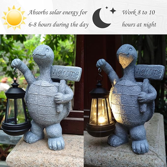 Sea Turtle Solar Garden Statues, Resin Sea Turtle Figurine Decorations - Image 3